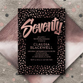 70e Verjaardag Roos Gouden Confetti Kaart