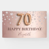 70e verjaardag roos gouden diamanten ballonschrift spandoek (Horizontaal)