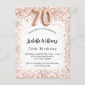 70e verjaardag roos gouden elegant uitnodiging briefkaart (Voorkant)