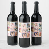 70e verjaardag roos gouden foto collage wijn etiket (Flessen)