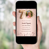 70e verjaardag roos gouden fotosterren kaart