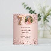 70e verjaardag roos gouden fotosterren uitnodiging (Staand voorkant)