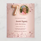 70e verjaardag roos gouden fotosterren uitnodiging (Voorkant)