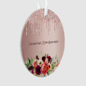 70e verjaardag roos gouden roze bloemen druipt ornament (voorkant)