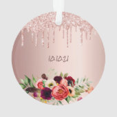 70e verjaardag roos gouden roze bloemen druipt ornament (achterkant)