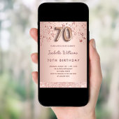 70e verjaardag roos gouden roze sterren kaart