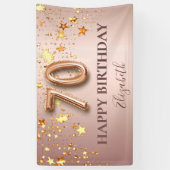 70e verjaardag roos gouden sterren blozen scriptpa spandoek (Verticaal)