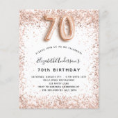 70e verjaardag roos gouden witte begrotingsuitnodi flyer (Voorkant)