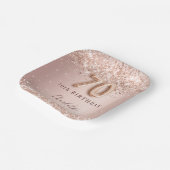 70e verjaardag roos gouden zwarte glitter naam papieren bordje (Gebogen)