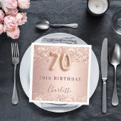 70e verjaardag roos gouden zwarte glitter naam servet