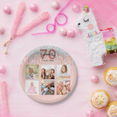 70e verjaardag roos gouden zwarte zilveren glitter papieren bordje (Feest)