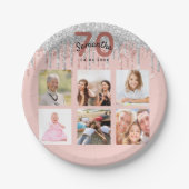 70e verjaardag roos gouden zwarte zilveren glitter papieren bordje (Voorkant)