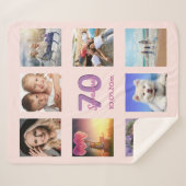 70e verjaardag roos goudkleurig roze fotocollage sherpa deken (Voorkant (horizontaal))