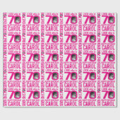 70e verjaardag roze blik 70 douanefoto en naam cadeaupapier (Vlak)