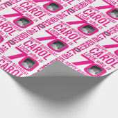 70e verjaardag roze blik 70 douanefoto en naam cadeaupapier (Hoek)