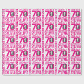 70e verjaardag roze blik 70 douanefoto naam cadeaupapier (Vlak)