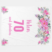 70e verjaardag roze bloemenfleece deken (Voorkant (Horizontaal))