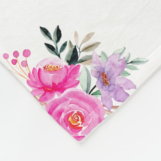 70e verjaardag roze bloemenfleece deken (Hoek)