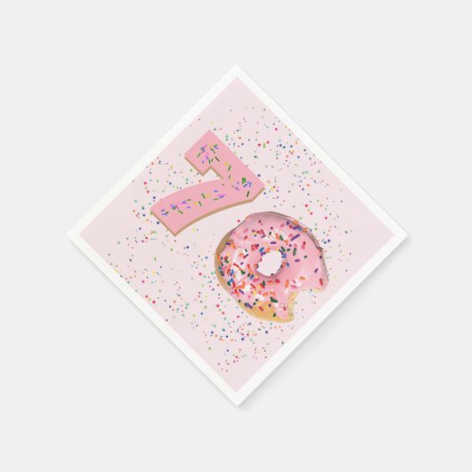 70e verjaardag roze donut servetten (Hoek)