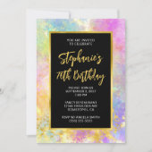 70e verjaardag Roze en Gold Glam Fire Opal Kaart (Voorkant)