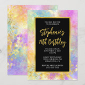 70e verjaardag Roze en Gold Glam Fire Opal Kaart (Voorkant / Achterkant)