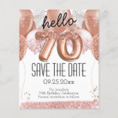 70e verjaardag Roze glitter sparen de Datum (Voorkant)