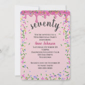 70e verjaardag roze ijsjes en strooisel kaart (Voorkant)