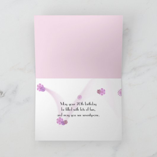 70e verjaardag Roze orchideeën Kaart (Binnen)