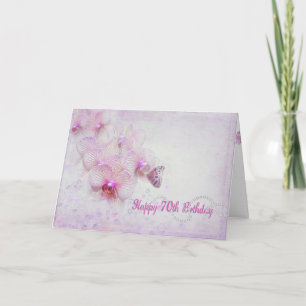 70e verjaardag Roze orchideeën Kaart