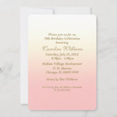 70e verjaardag. Roze perzikRozen Kaart (Achterkant)