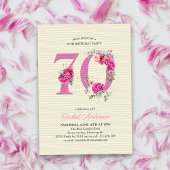 70e verjaardag roze pioen bloemstuk nummer 70 kaart