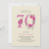 70e verjaardag roze pioen bloemstuk nummer 70 kaart (Voorkant)