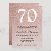 70e verjaardag Roze Rose Gold Glitter Sparkle Ombr Kaart (Voorkant / Achterkant)
