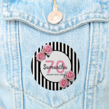 70e verjaardag roze rozen zwarte witte strepen