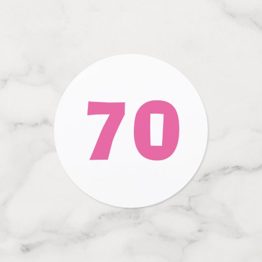 70e verjaardag roze typografie confetti (Kleine voorkant)