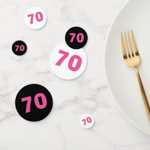 70e verjaardag roze typografie confetti