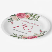 70e verjaardag Roze witte peulvruchten botanisch Papieren Bordje (Gekanteld)