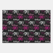 70e verjaardag Roze Zwart Wit Set Gepersonaliseerd Inpakpapier Vel (Voorkant 3)