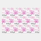 70e verjaardag Roze Zwart Wit Set Gepersonaliseerd Inpakpapier Vel (Voorkant 2)