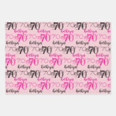 70e verjaardag Roze Zwart Wit Set Gepersonaliseerd Inpakpapier Vel (Voorkant)