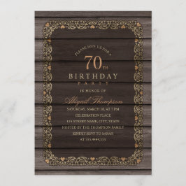 70e verjaardag Rustic Wood Fancy Land Party Kaart
