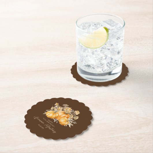 70e Verjaardag Rustieke Boho Pompoen Herfst Custom Kartonnen Onderzetters (Insitu)