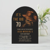 70e verjaardag rustieke cowboy Pet en leren laarze Kaart (Staand voorkant)