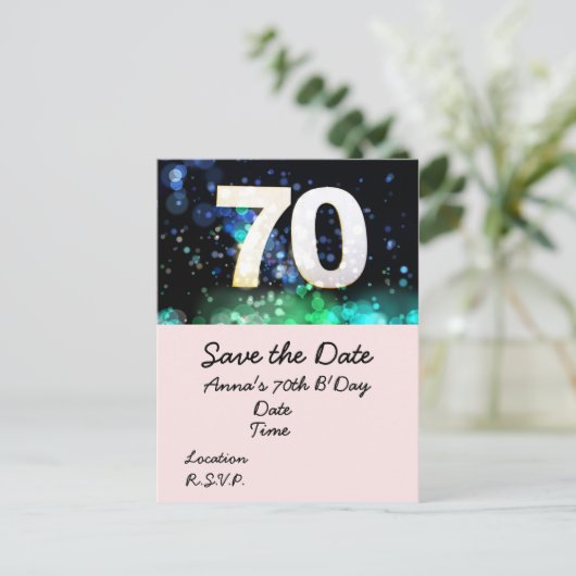 70e verjaardag Save the Date Briefkaart (Staand voorkant)