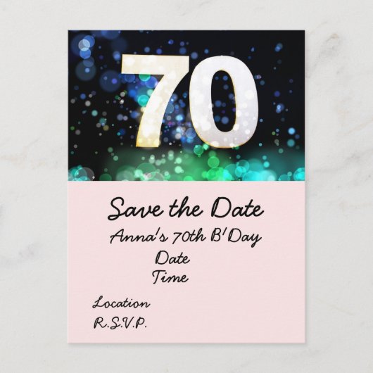 70e verjaardag Save the Date Briefkaart (Voorkant)