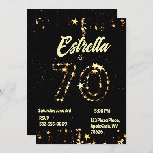 70e verjaardag Senioren Digitale Elegante Partij Kaart (Voorkant / Achterkant)