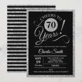 70e verjaardag - Silver Black ANY LEEFTIJD Kaart (Voorkant / Achterkant)