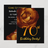 70e verjaardag Sjabloon Gold Roos 001 Kaart (Voorkant / Achterkant)