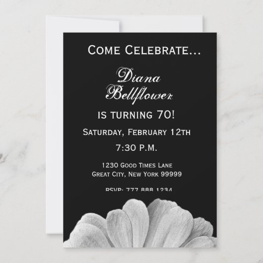 70e verjaardag Sjabloon zwarte en witte dag Kaart (Achterkant)