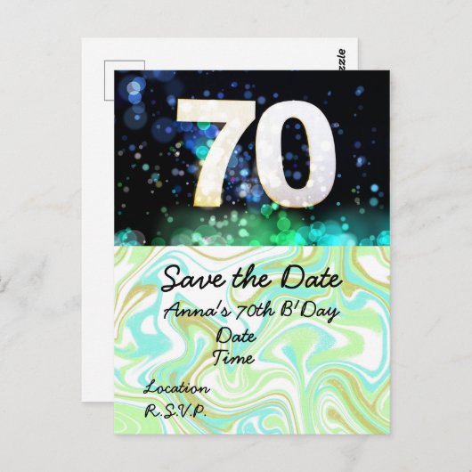 70e verjaardag Sla het Briefkaart Datum op (Voorkant / Achterkant)